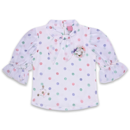 Girls Polka Print Top and Skirt Clothing Set