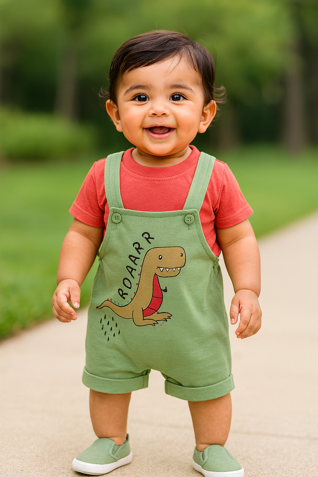 Baby Boys Graphic Print T-Shirt and Shorts Dungaree Set