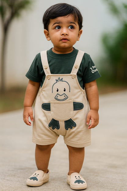 Baby Boys Applique T-Shirt and Shorts Dungaree Set