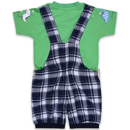 Baby Boys Checked T-Shirt and Shorts Dungaree Set