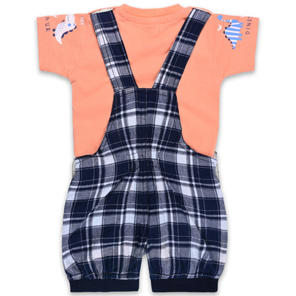 Baby Boys Checked T-Shirt and Shorts Dungaree Set