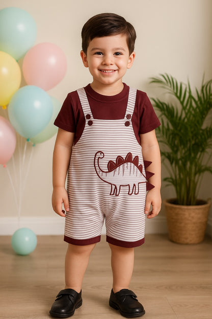 Baby Boys Striped T-Shirt and Shorts Dungaree Set