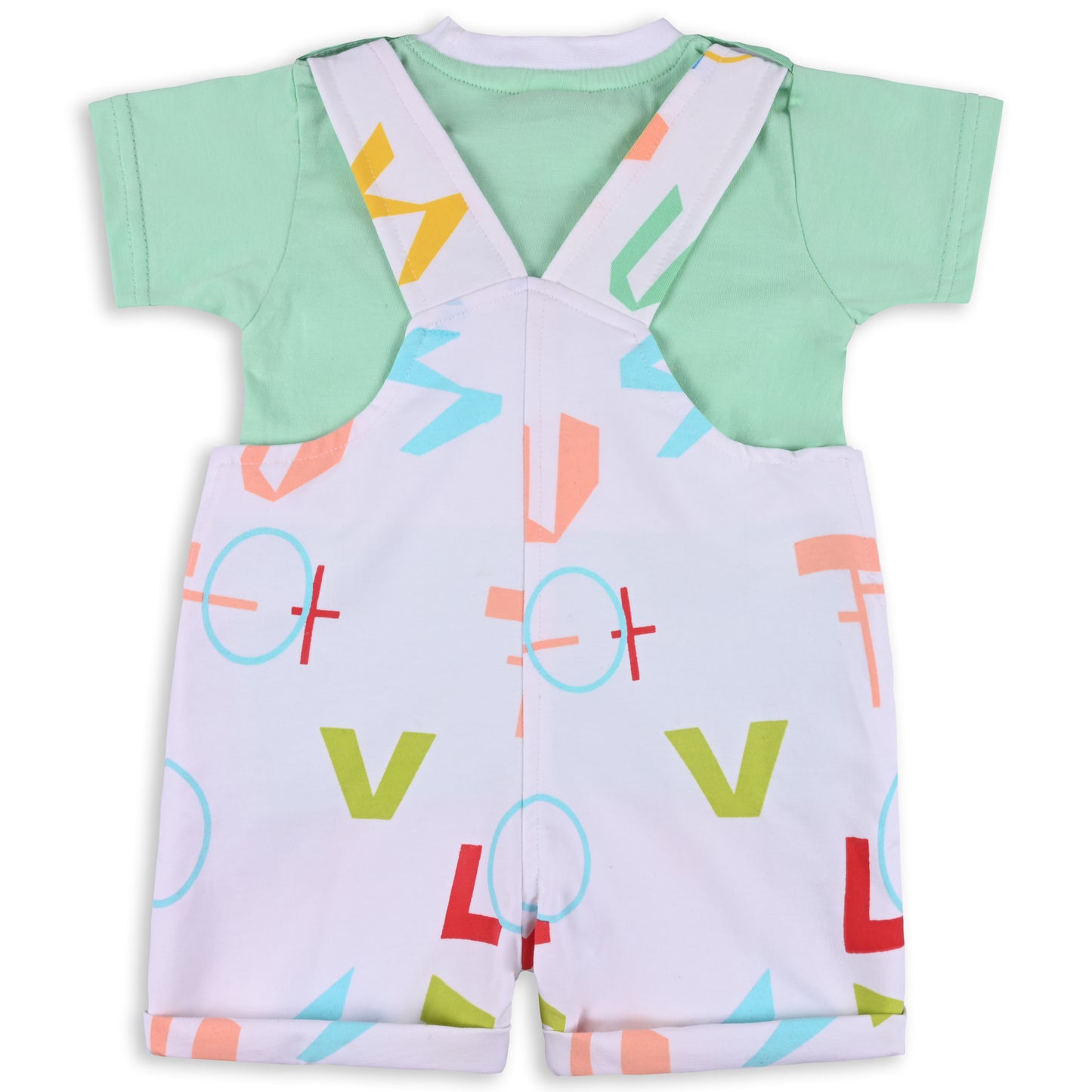 Baby Boys Graphic Printed T-Shirt and Shorts Dungaree Set