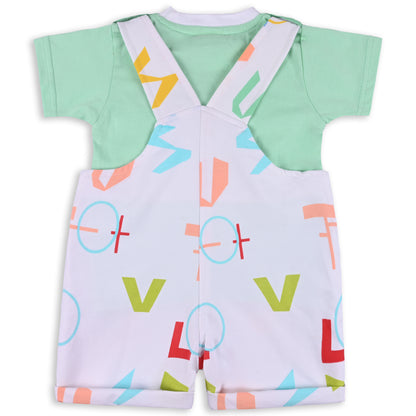 Baby Boys Graphic Printed T-Shirt and Shorts Dungaree Set