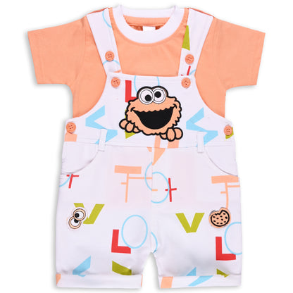 Baby Boys Graphic Printed T-Shirt and Shorts Dungaree Set