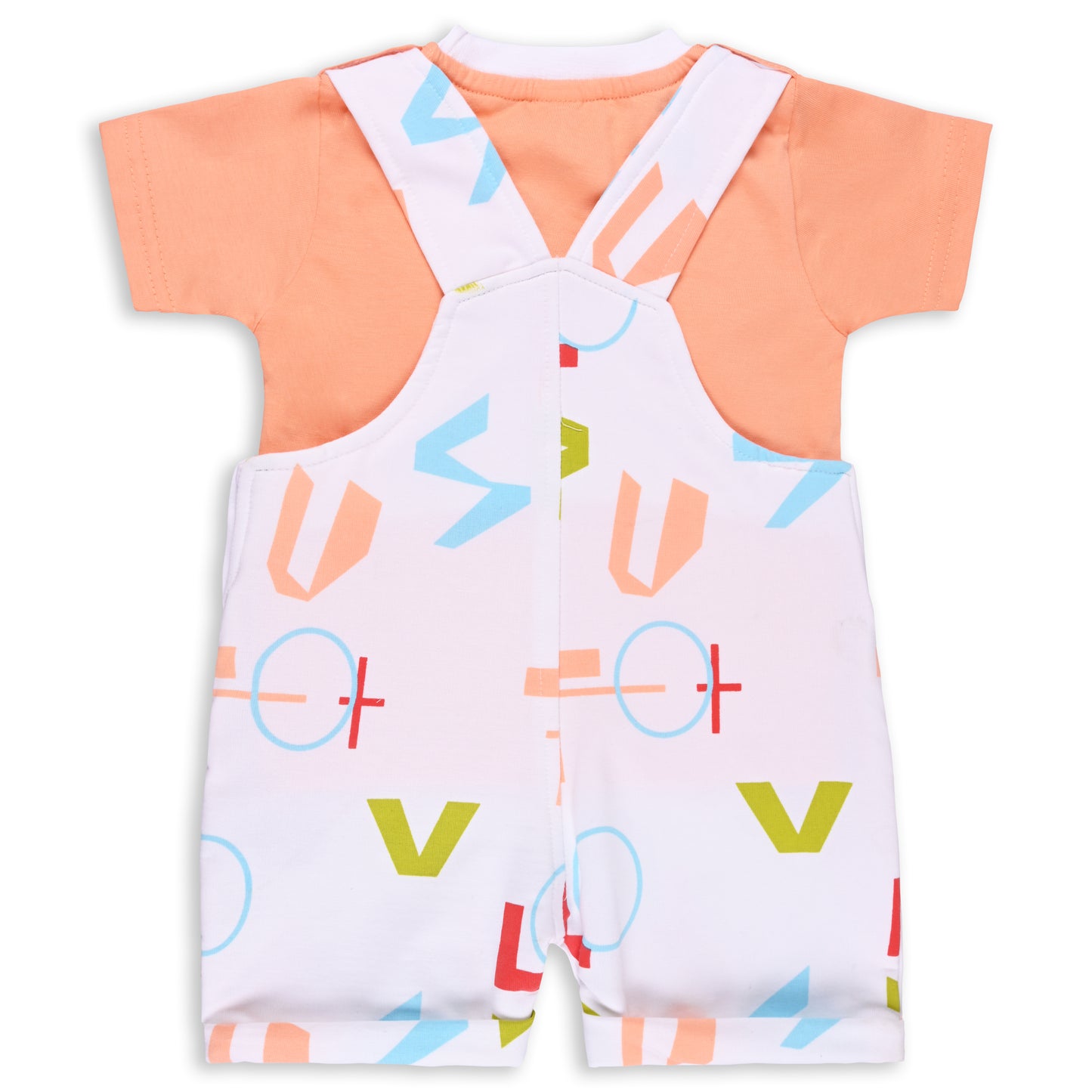 Baby Boys Graphic Printed T-Shirt and Shorts Dungaree Set
