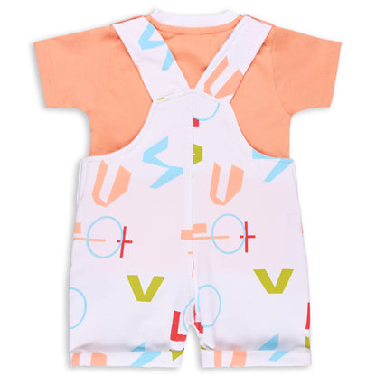 Baby Boys Graphic Printed T-Shirt and Shorts Dungaree Set