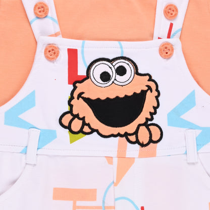 Baby Boys Graphic Printed T-Shirt and Shorts Dungaree Set