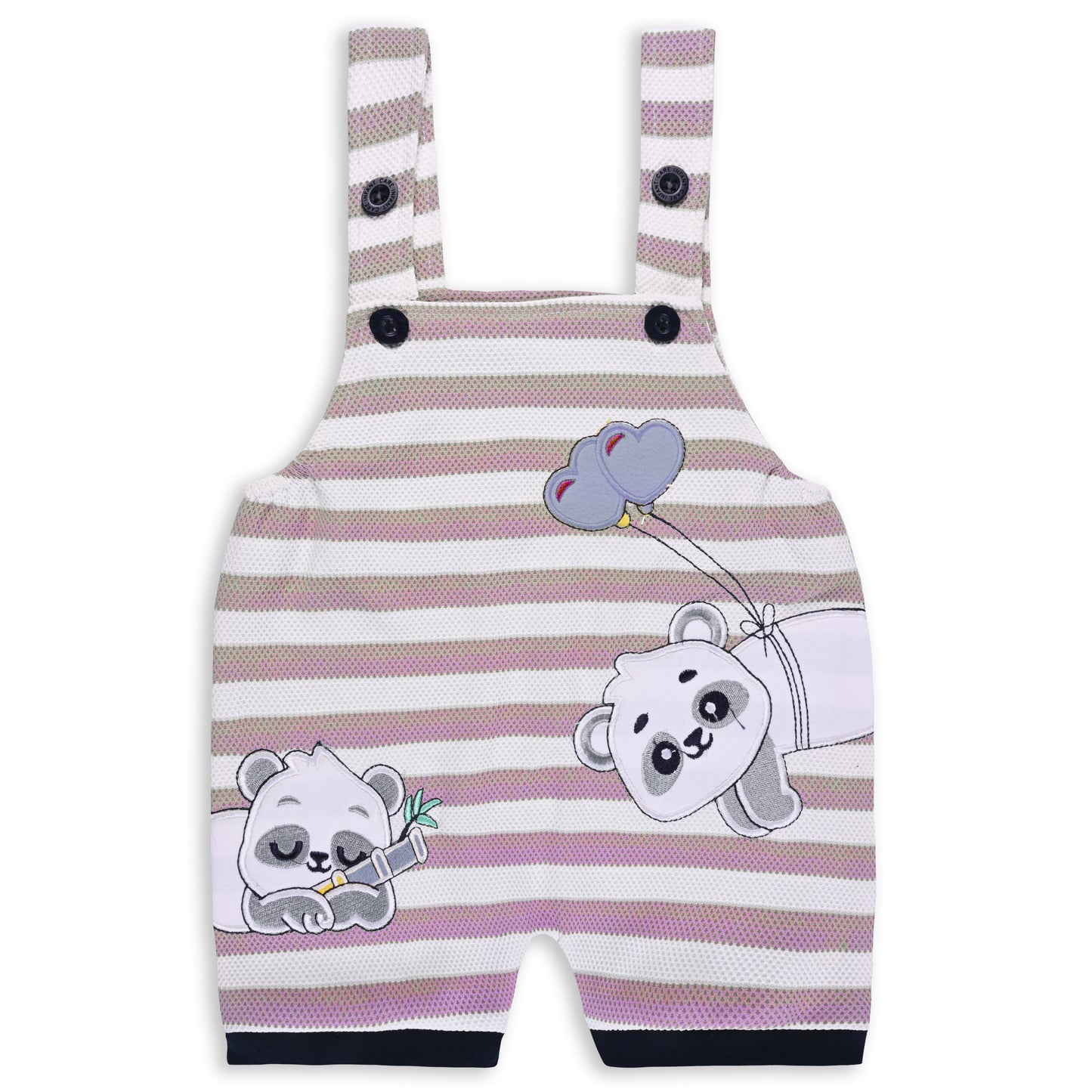 Baby Boys Striped and Printed T-Shirt and Shorts Dungaree Set