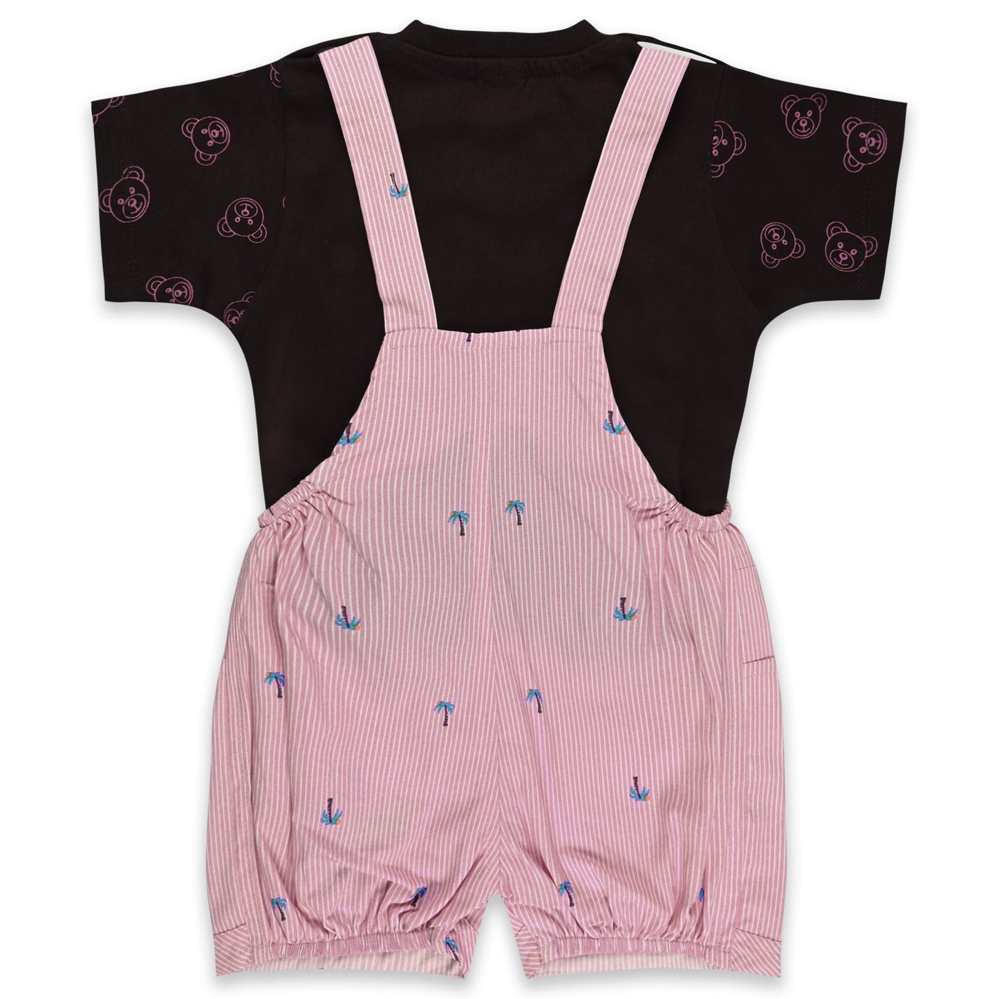 Baby Boys Printed and Applique T-Shirt and Shorts Dungaree Set