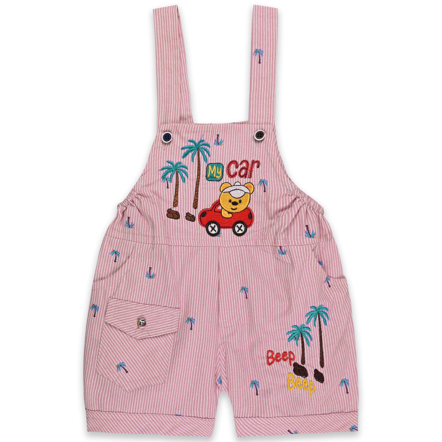 Baby Boys Printed and Applique T-Shirt and Shorts Dungaree Set