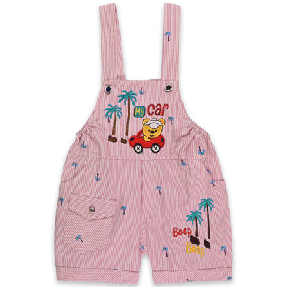 Baby Boys Printed and Applique T-Shirt and Shorts Dungaree Set