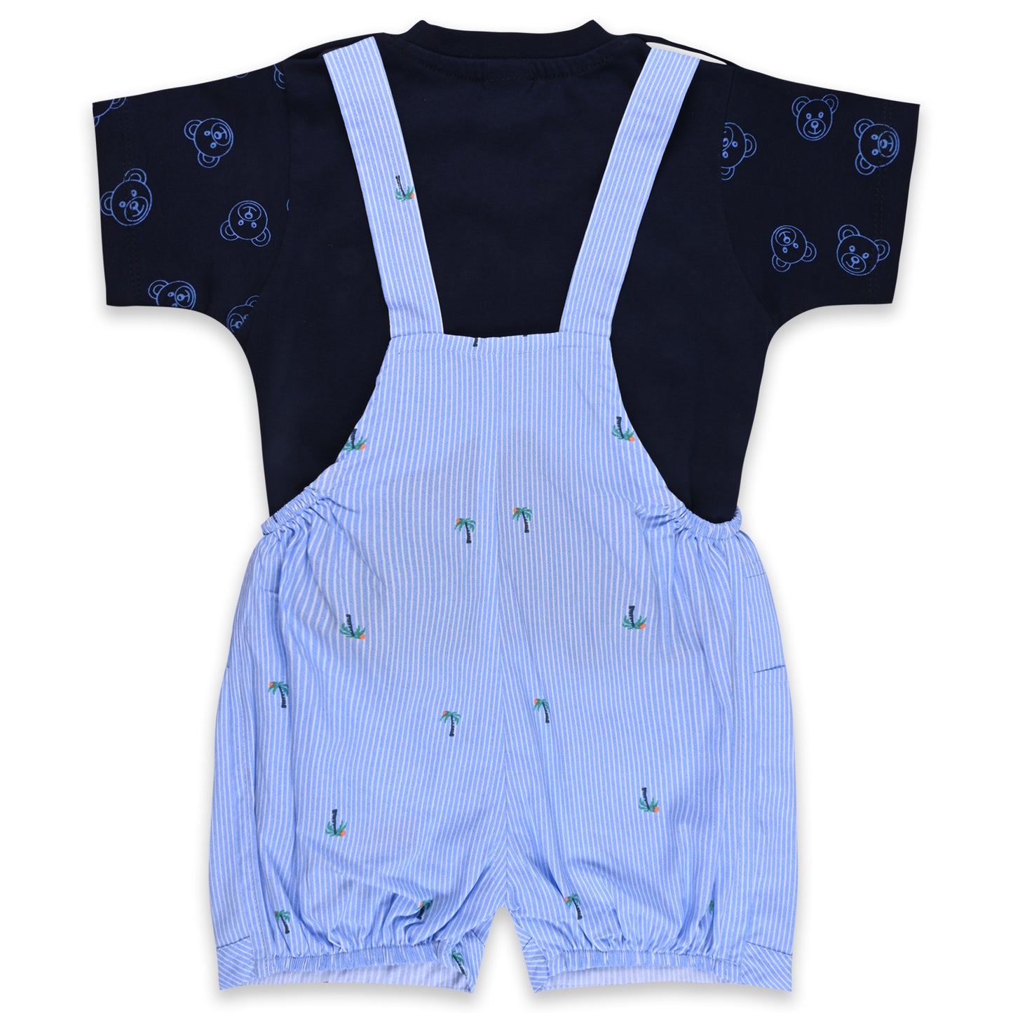 Baby Boys Printed and Applique T-Shirt and Shorts Dungaree Set