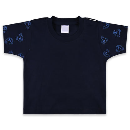 Baby Boys Printed and Applique T-Shirt and Shorts Dungaree Set