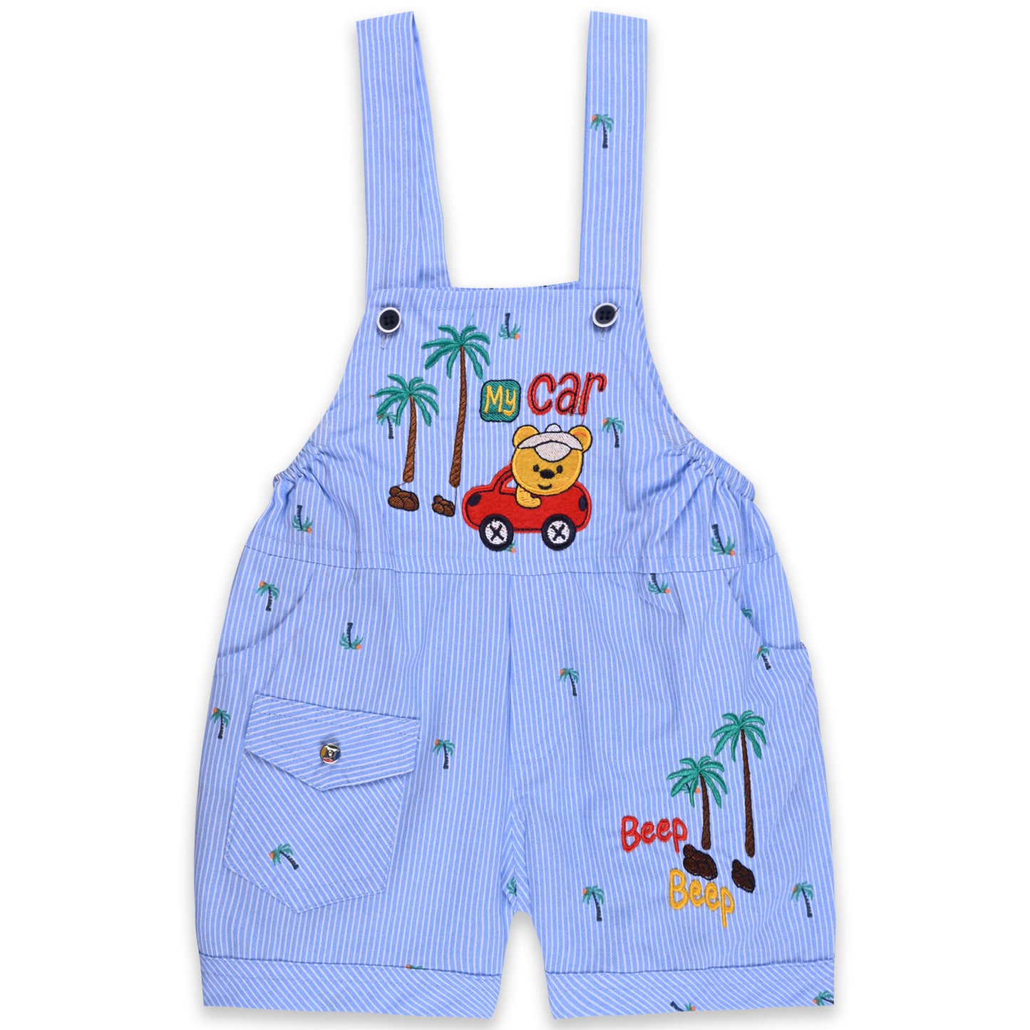 Baby Boys Printed and Applique T-Shirt and Shorts Dungaree Set