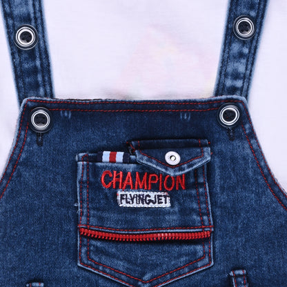 Baby Boys Printed T-Shirt and Shorts Dungaree Set