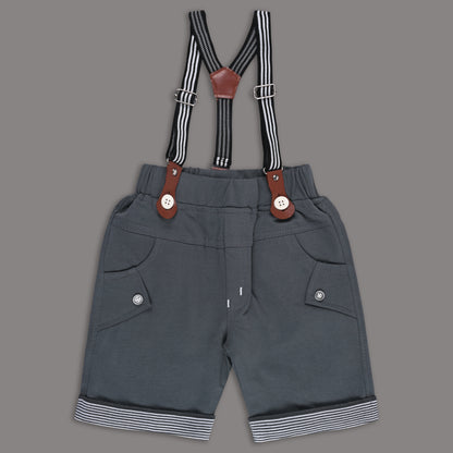 Boys Cotton Printed T-shirt and Suspender Dungaree Set btp837