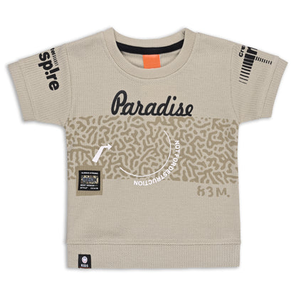 Boys Cotton Printed T-shirt and Suspender Dungaree Set btp838