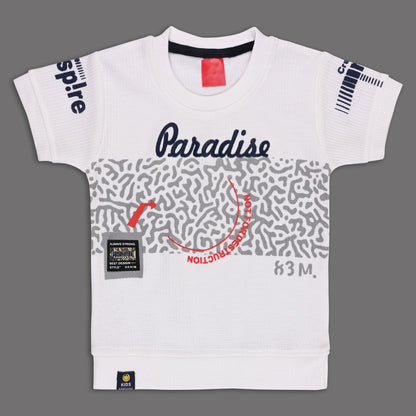 Boys Cotton Printed T-shirt and Suspender Dungaree Set btp838