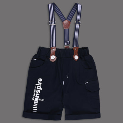 Boys Cotton Printed T-shirt and Suspender Dungaree Set btp838