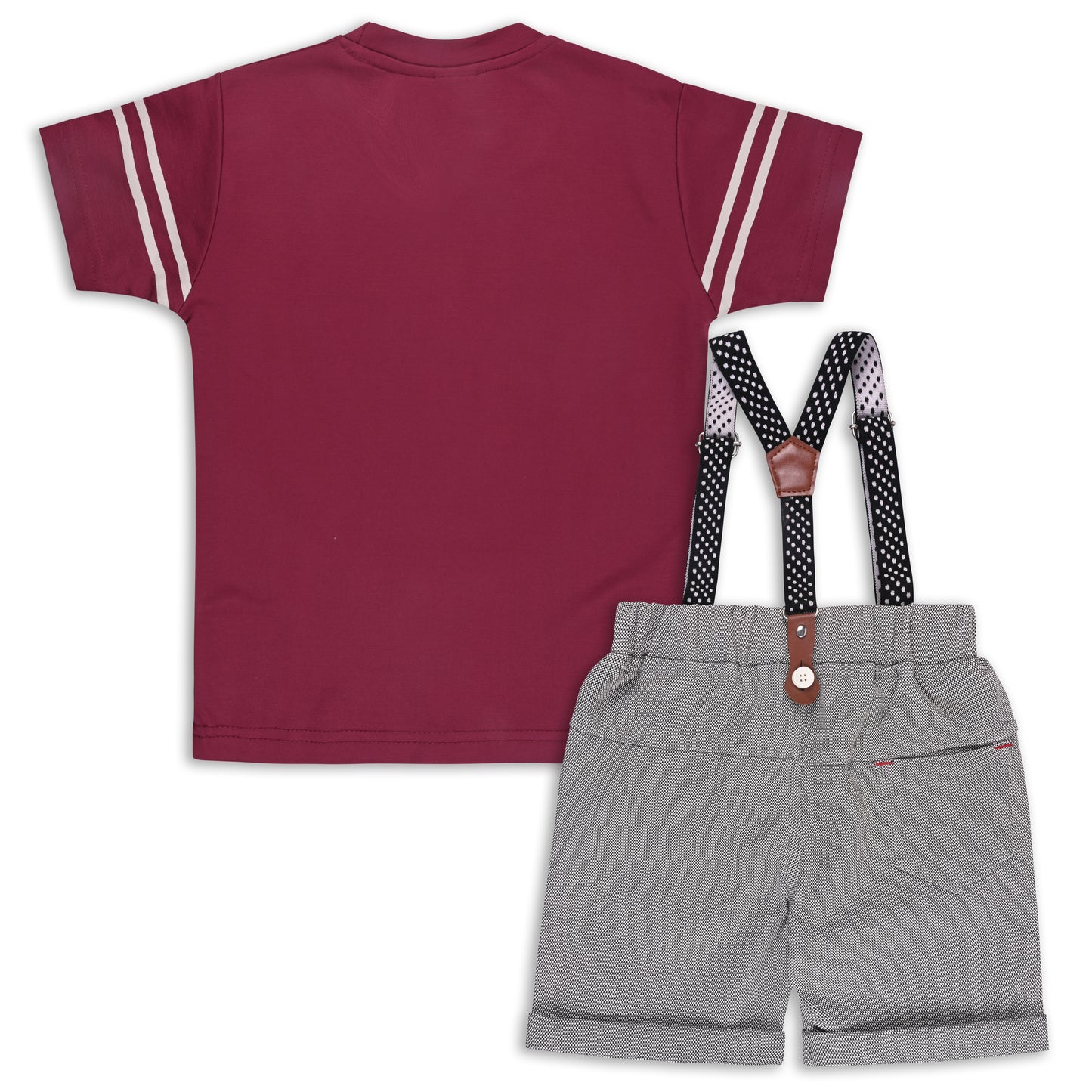 Boys Cotton Printed T-shirt and Suspender Dungaree Set
