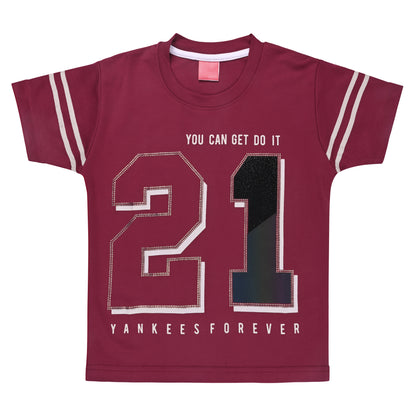 Boys Cotton Printed T-shirt and Suspender Dungaree Set