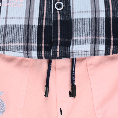 Boys Classic Checkered Print Cotton Shirt and Shorts Set