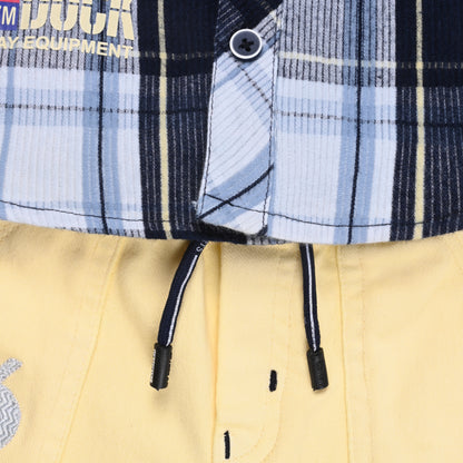 Boys Classic Checkered Print Cotton Shirt and Shorts Set