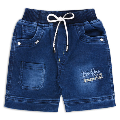 Boys Classic Checkered Print Cotton Shirt and Denim Shorts Set