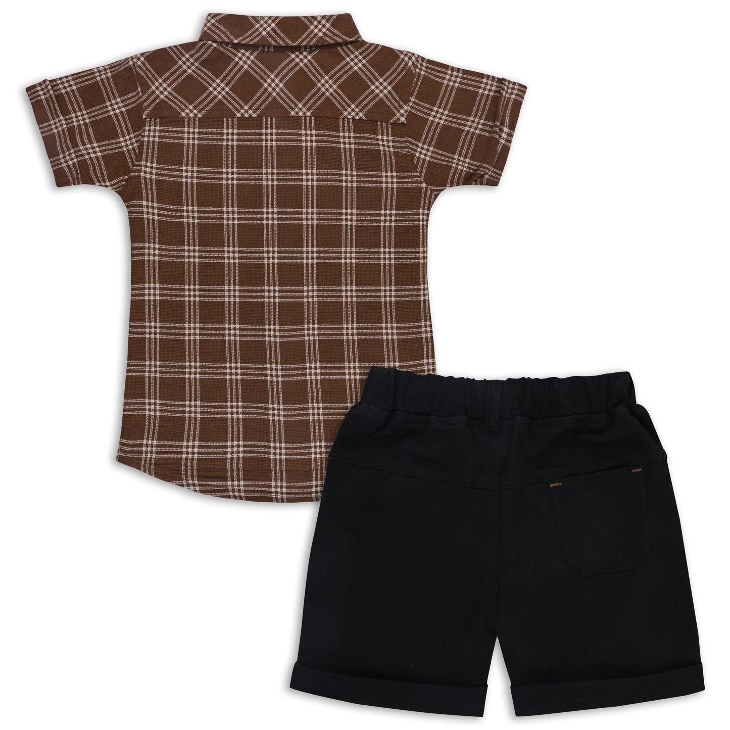 Boys Classic Checkered Print Cotton Shirt and Shorts Set
