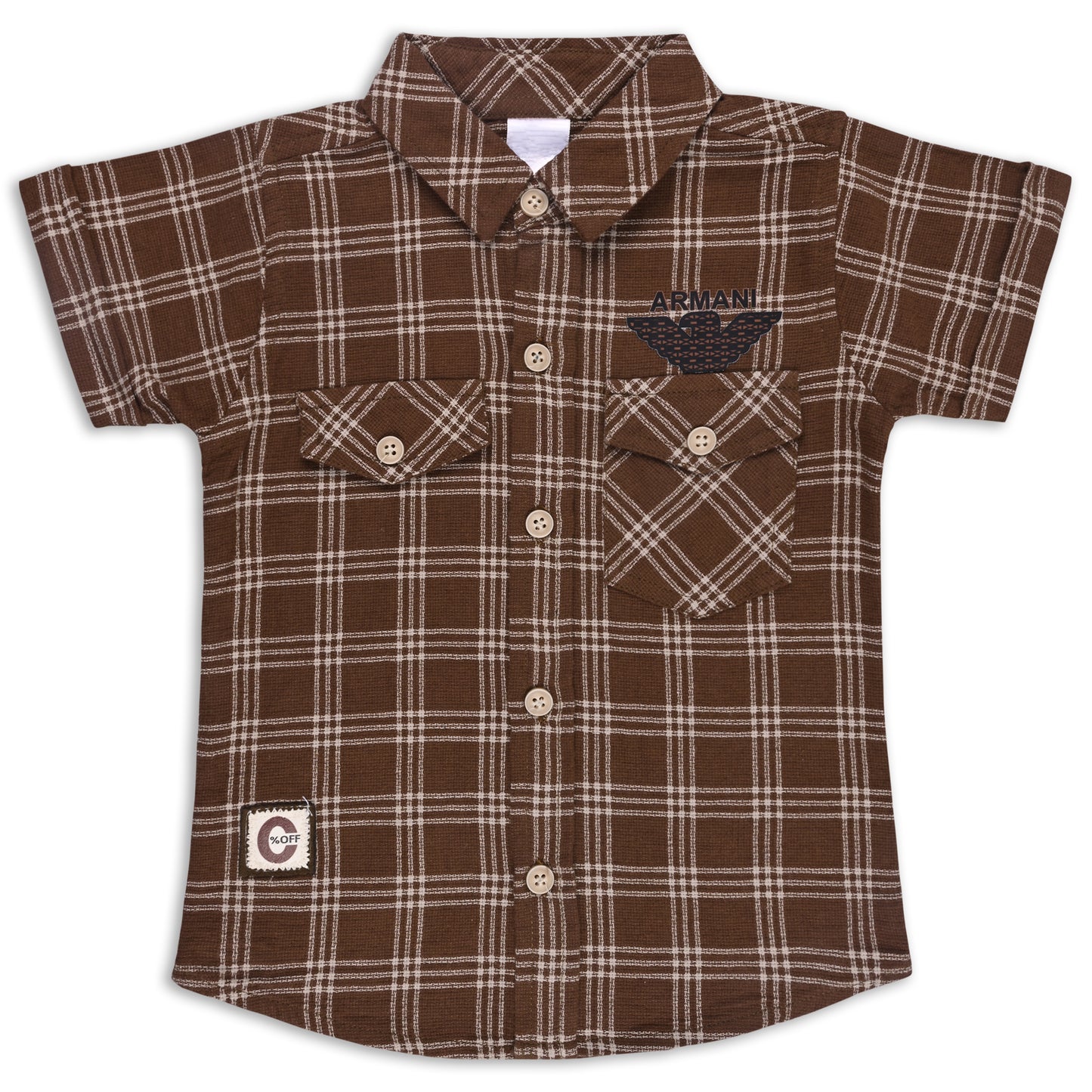 Boys Classic Checkered Print Cotton Shirt and Shorts Set
