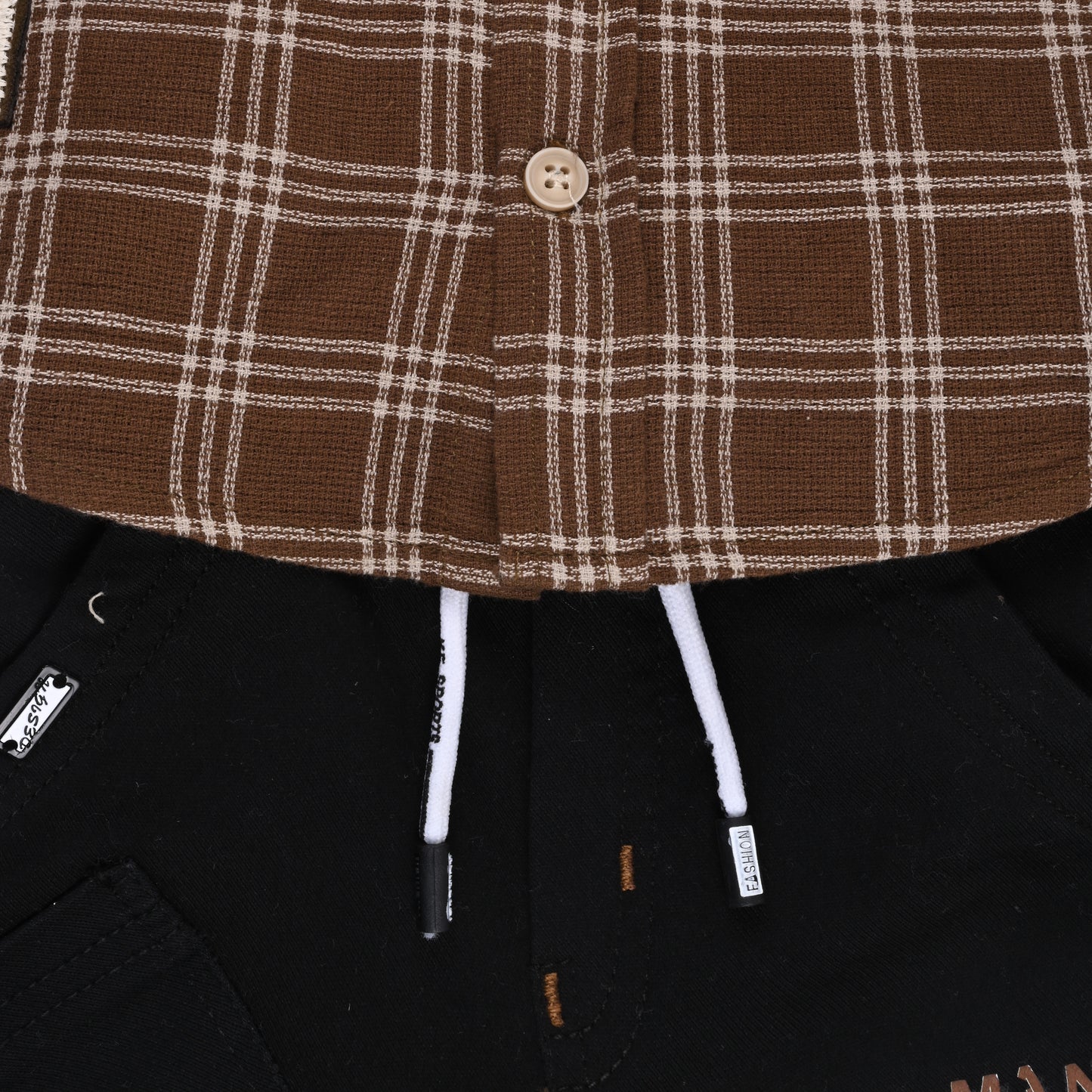 Boys Classic Checkered Print Cotton Shirt and Shorts Set