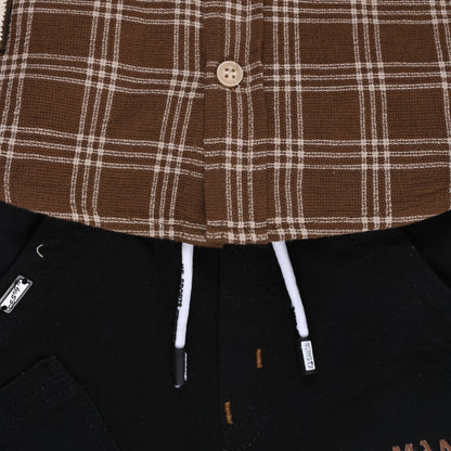 Boys Classic Checkered Print Cotton Shirt and Shorts Set
