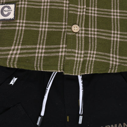 Boys Classic Checkered Print Cotton Shirt and Shorts Set