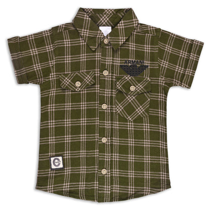 Boys Classic Checkered Print Cotton Shirt and Shorts Set