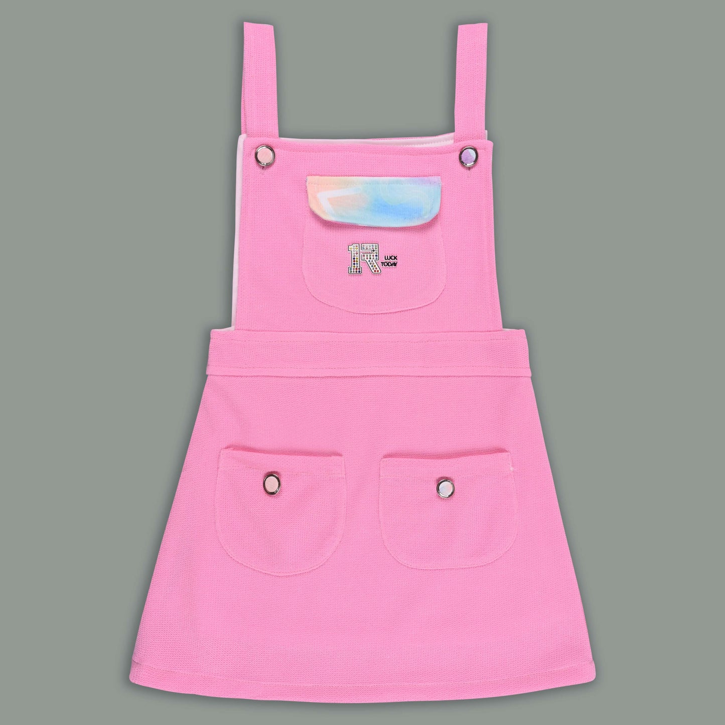 Girls Pastel Tie-Dye Print Cotton Top and Dungaree Set with Bloomers