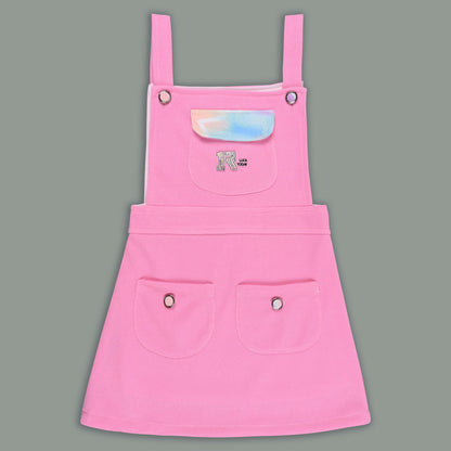 Girls Pastel Tie-Dye Print Cotton Top and Dungaree Set with Bloomers