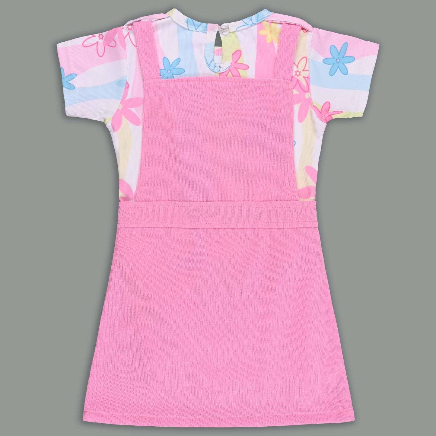 Girls Pastel Tie-Dye Print Cotton Top and Dungaree Set with Bloomers