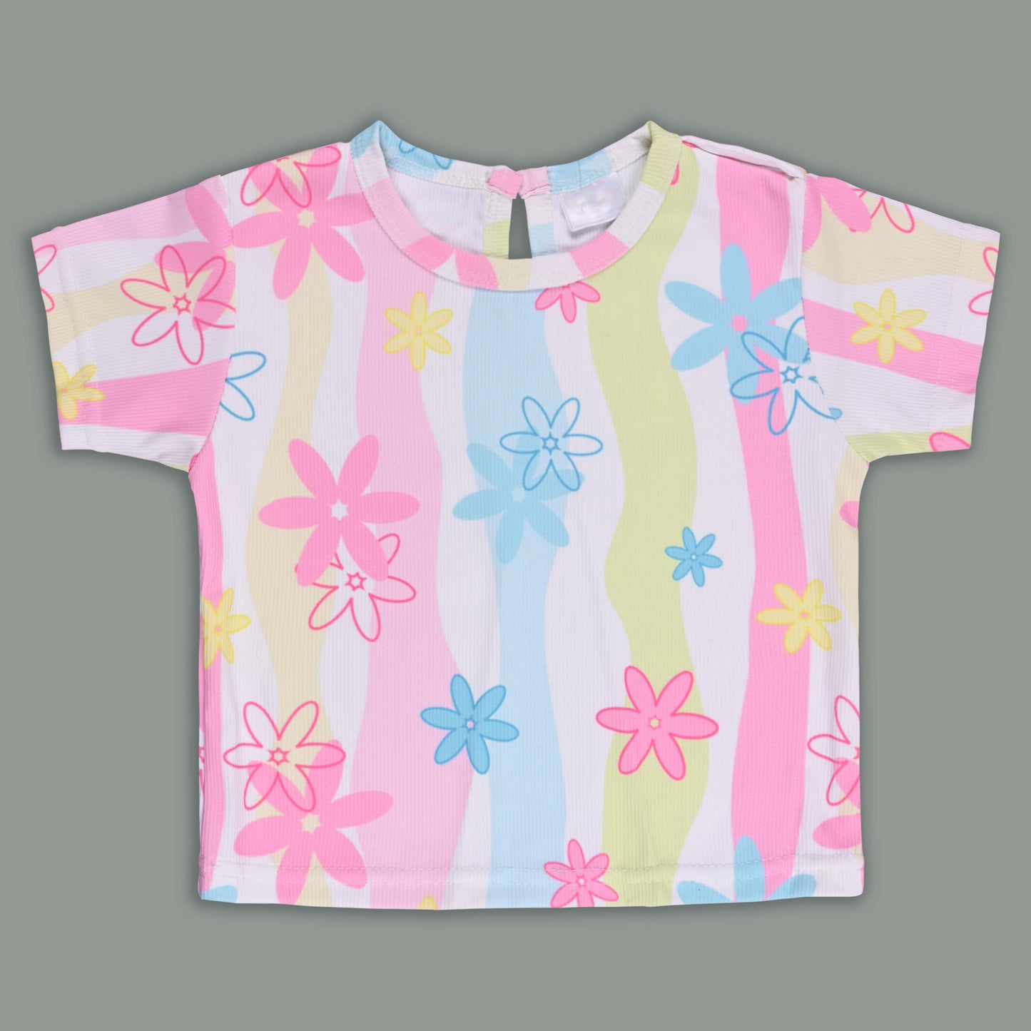 Girls Pastel Tie-Dye Print Cotton Top and Dungaree Set with Bloomers