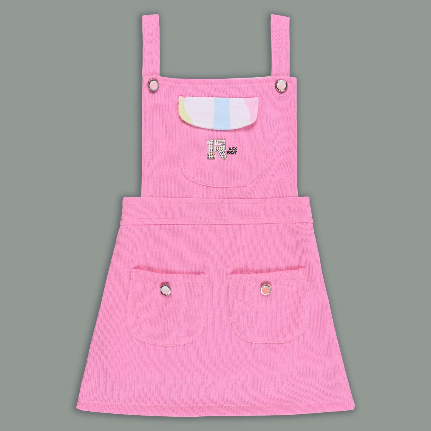 Girls Pastel Tie-Dye Print Cotton Top and Dungaree Set with Bloomers