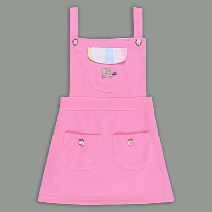 Girls Pastel Tie-Dye Print Cotton Top and Dungaree Set with Bloomers