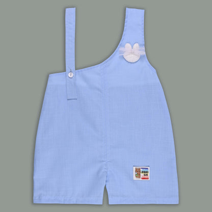 Girls Pastel Polka Cotton Tank Top with One-Shoulder Dungaree
