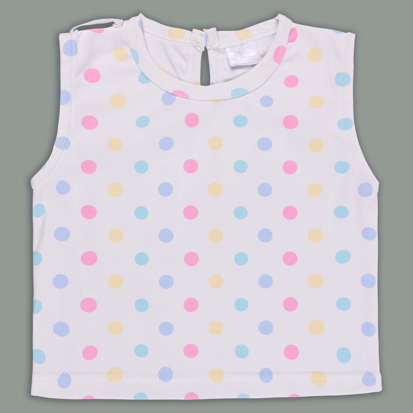 Girls Pastel Polka Cotton Tank Top with One-Shoulder Dungaree
