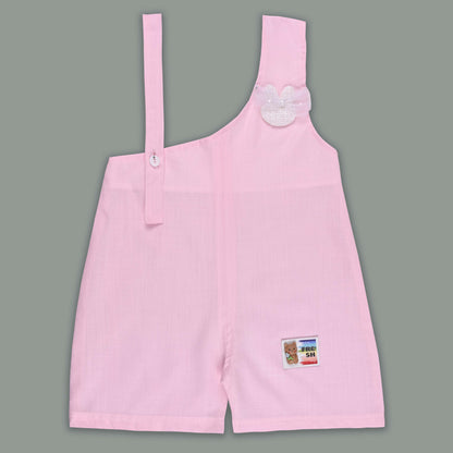 Girls Pastel Polka Cotton Tank Top with One-Shoulder Dungaree