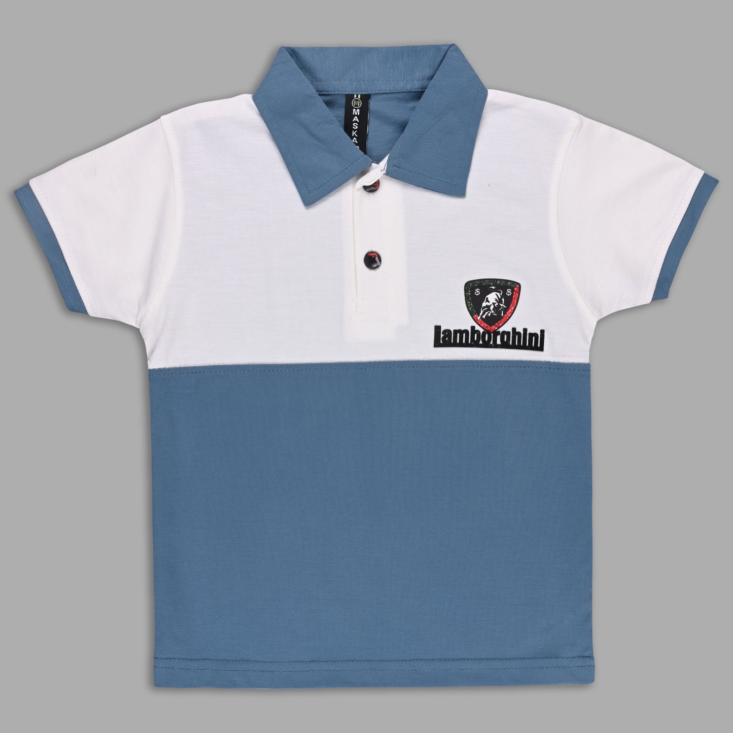Boys Colorblock Cotton Polo T-shirt with Denim Shorts