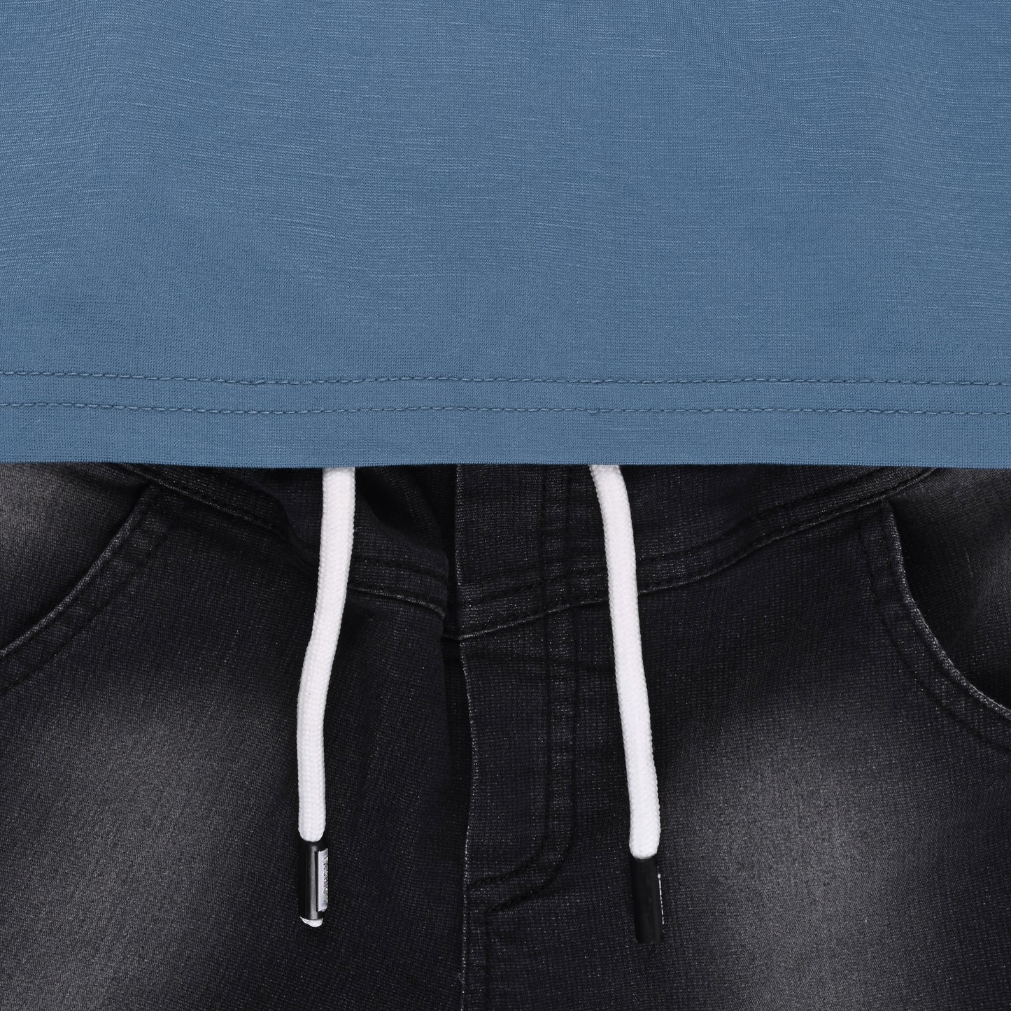 Boys Colorblock Cotton Polo T-shirt with Denim Shorts