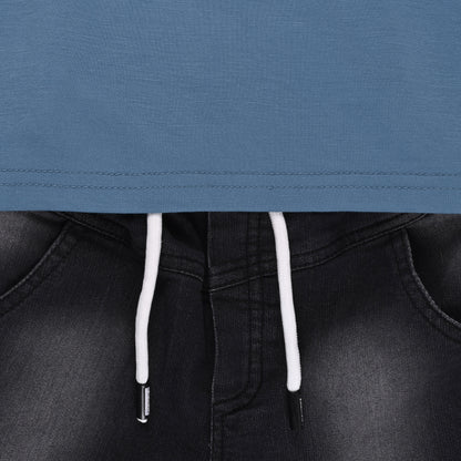 Boys Colorblock Cotton Polo T-shirt with Denim Shorts