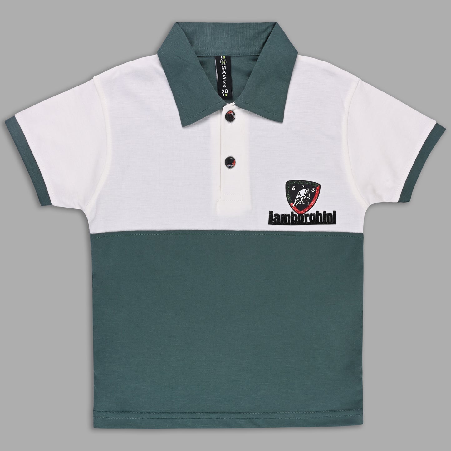 Boys Colorblock Cotton Polo T-shirt with Denim Shorts