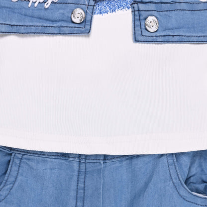Girls Teddy Print Cotton Tshirt and Denim Jeans with Jacket Set