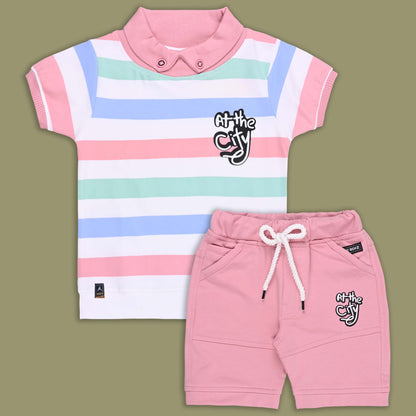 Boys Printed Cotton T-Shirt and Shorts Set